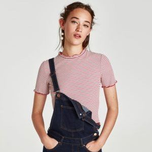 Zara Red Striped Crop Top